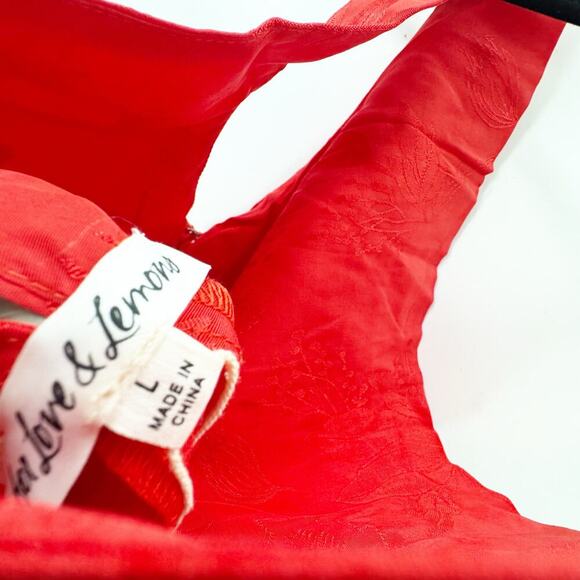 For Love & Lemons Women's Jacquard Fabric Ilana Midi Dress in Red NWT - Picture 8 of 11